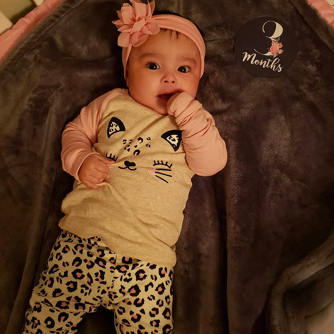 Cydney joined the competition — help win amazing prizes! baby, baby_products, baby_toddler_clothing, cheek, child, cool, costume_hat, eye, fashion_accessory, fur, happy, head, headwear, iris, linens, outerwear, pattern, person, skin, sleeve