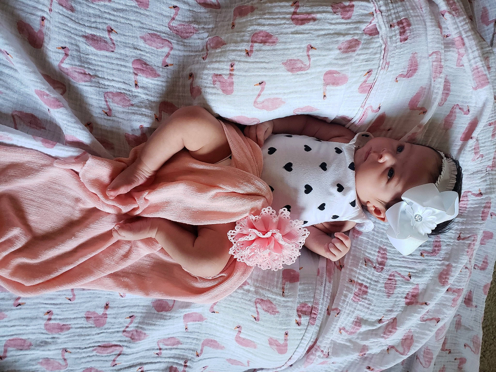 Daisey joined the competition — help win amazing prizes! baby, baby_sleeping, bed_sheet, bedding, blanket, child, hand, headwear, linens, pattern, person, pink, textile