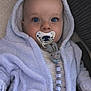 Cody is registered to the contest to win money with this photo: baby, infant, pacifier, bunny, blue_eyes, hooded_onesie, soft_clothing, cute, child, indoor, closeup, face, portrait, toy, warm, comfortable, sleepwear, person, adorable, newborn