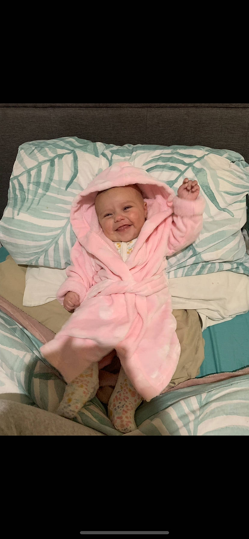 Amyah joined the competition — help win amazing prizes! baby, bedtime, child, comfort, linens, person, pink, toddler