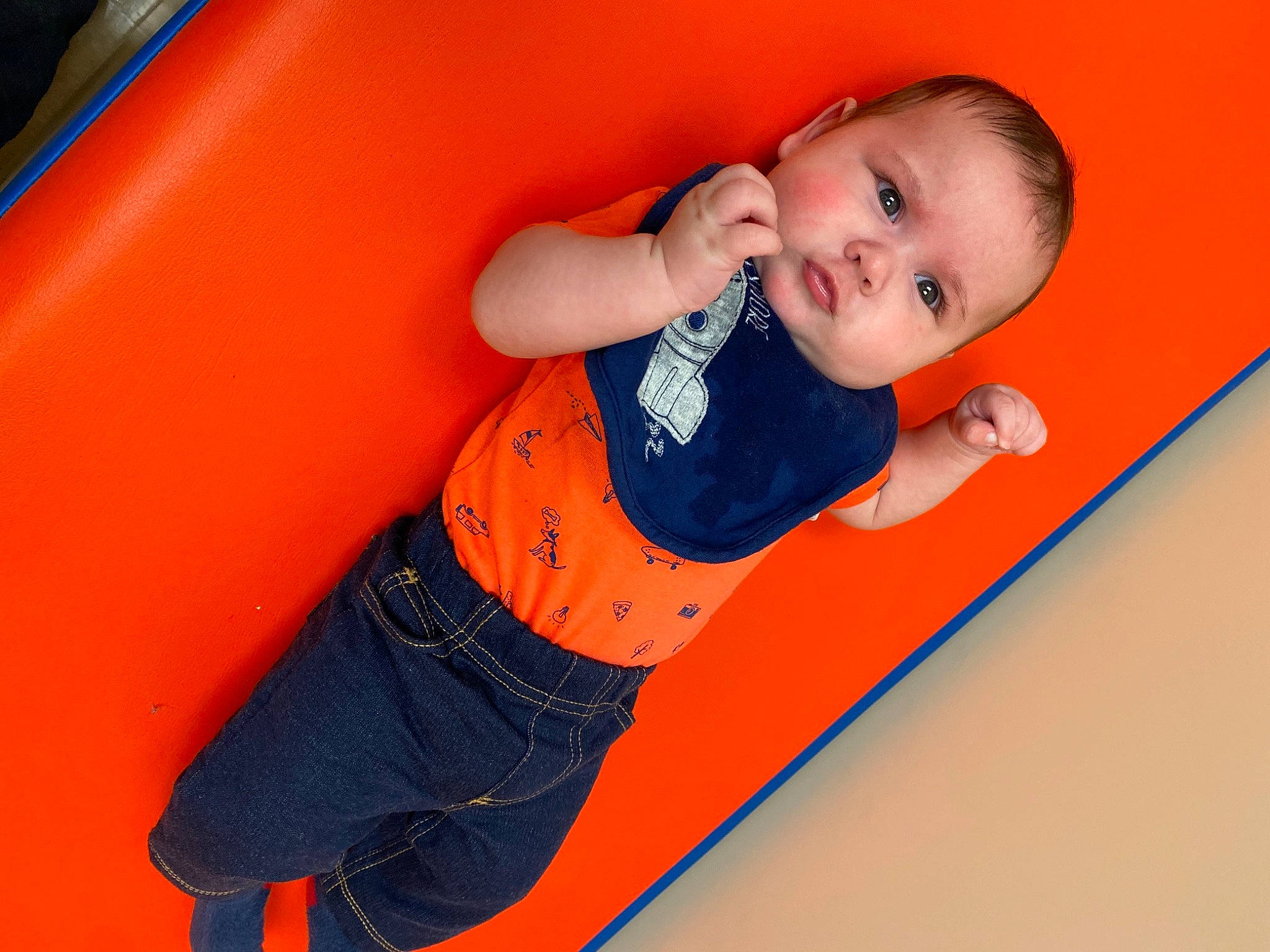 Emanuel is registered to the contest to win money with this photo: baby, child, fun, nose, orange, person, play, skin, toddler, yellow