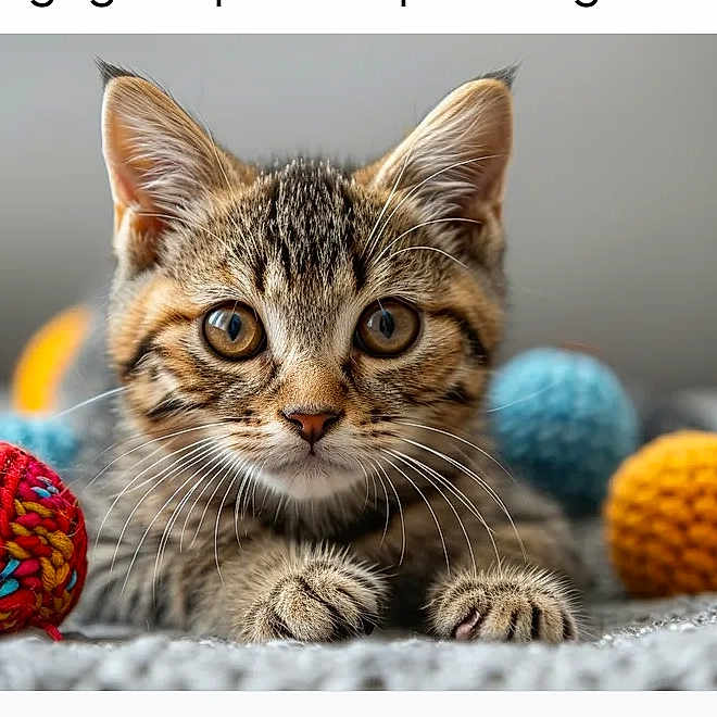 Pimkie participe au concours pour gagner de l'argent avec cette photo : animal, blanket, cat, closeup, colorful, cute, eyes, feline, fur, indoor, kitten, knitted, paws, pet, playful, portrait, soft, tabby, whiskers, yarn_ball