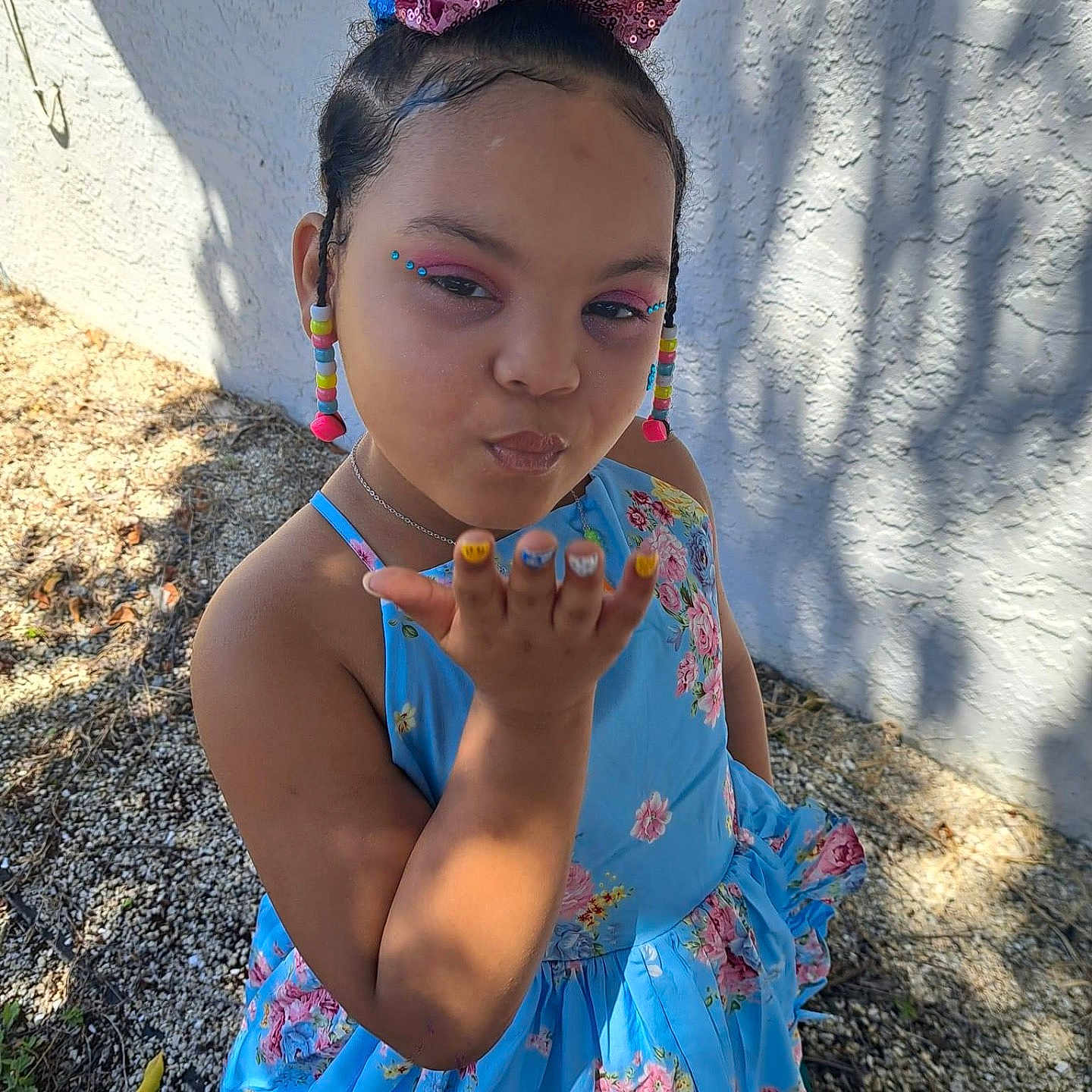 Artemis is registered to the contest to win money with this photo: accessories, child, clothing, dress, face, female, girl, grass, hair, head, jewelry, nature, necklace, outdoors, person, photography, plant, portrait, summer, yard
