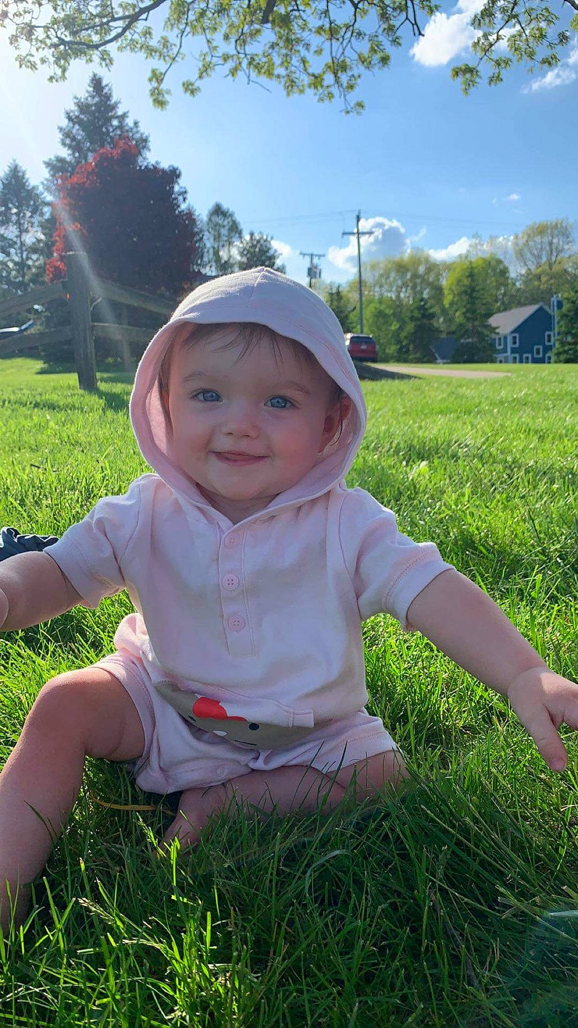 Kaylyn joined the competition — help win amazing prizes! baby_toddler_clothing, cloud, eye, face, fun, grass, grassland, happy, hat, headwear, joy, leaf, people_in_nature, person, plant, skin, sky, sleeve, smile, summer