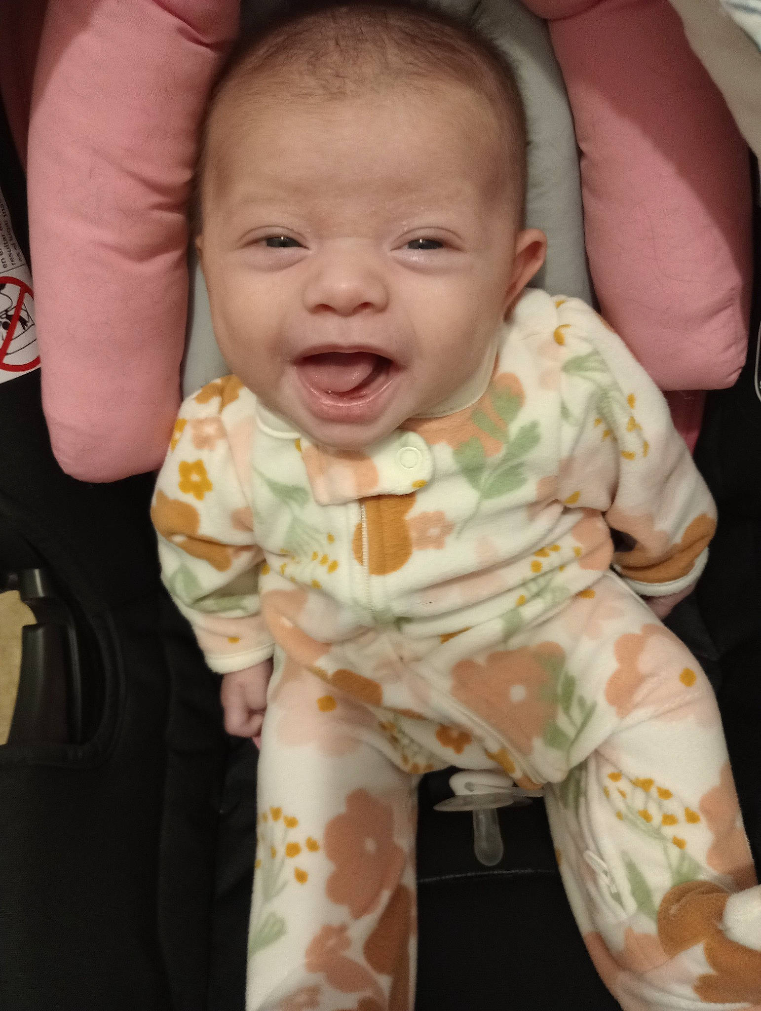 Ellie joined the competition — help win amazing prizes! baby, baby_laughing, baby_products, baby_toddler_clothing, cheek, child, collar, comfort, fun, happy, linens, nose, person, pink, sitting, skin, sleeve, smile, textile, thumb