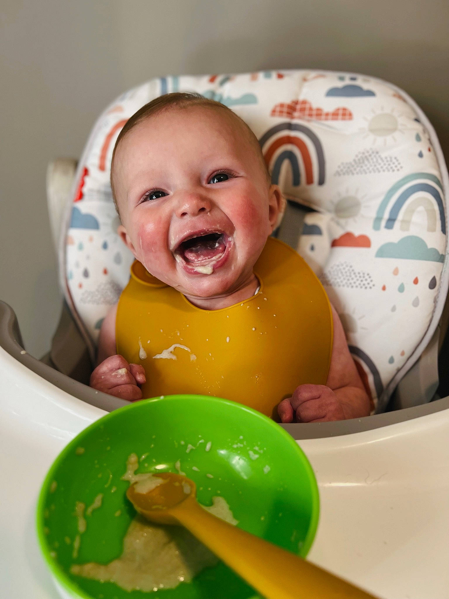 Oakland joined the competition — help win amazing prizes! baby, baby_food, baby_laughing, baby_products, baby_toddler_clothing, baby_toys, bathing, bib, cheek, child, comfort_food, dishware, fun, happy, humour, laugh, person, smile, sweetness, tableware