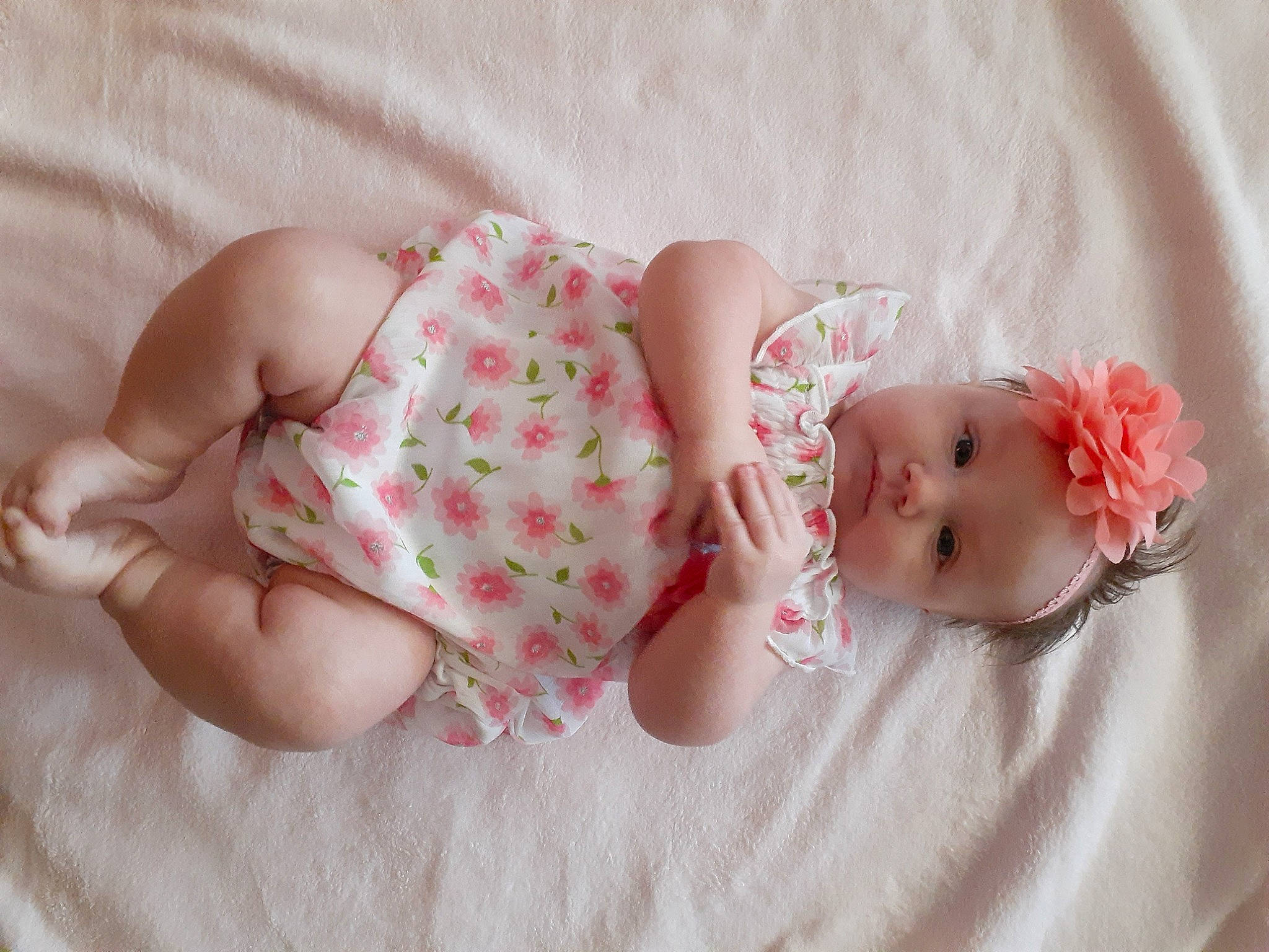 Skylar Storm joined the competition — help win amazing prizes! baby, baby_sleeping, baby_toddler_clothing, child, headwear, person, pink, textile, toddler