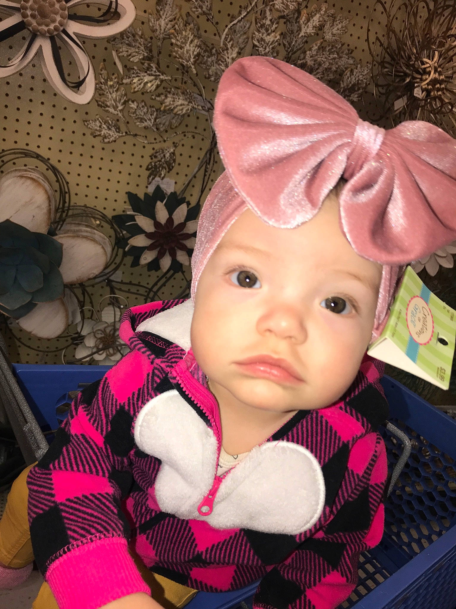 Nayomi is registered to the contest to win money with this photo: baby, cheek, child, design, ear, face, fashion_accessory, hair_accessory, head, headgear, headwear, person, pink, skin, toddler