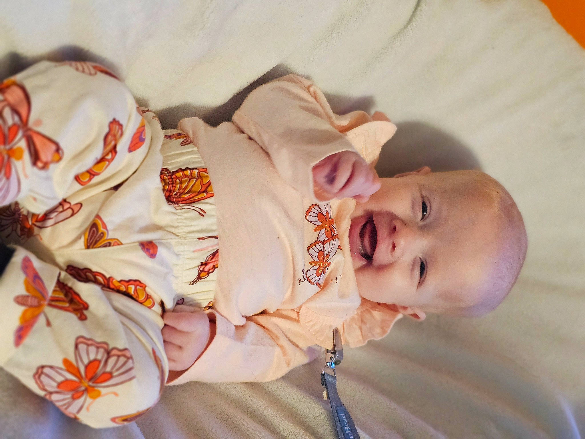 Addisyn joined the competition — help win amazing prizes! baby, baby_products, baby_toddler_clothing, carmine, child, eye, face, hair_accessory, happy, hat, head, linens, peach, person, petal, room, sleeve, smile, toddler