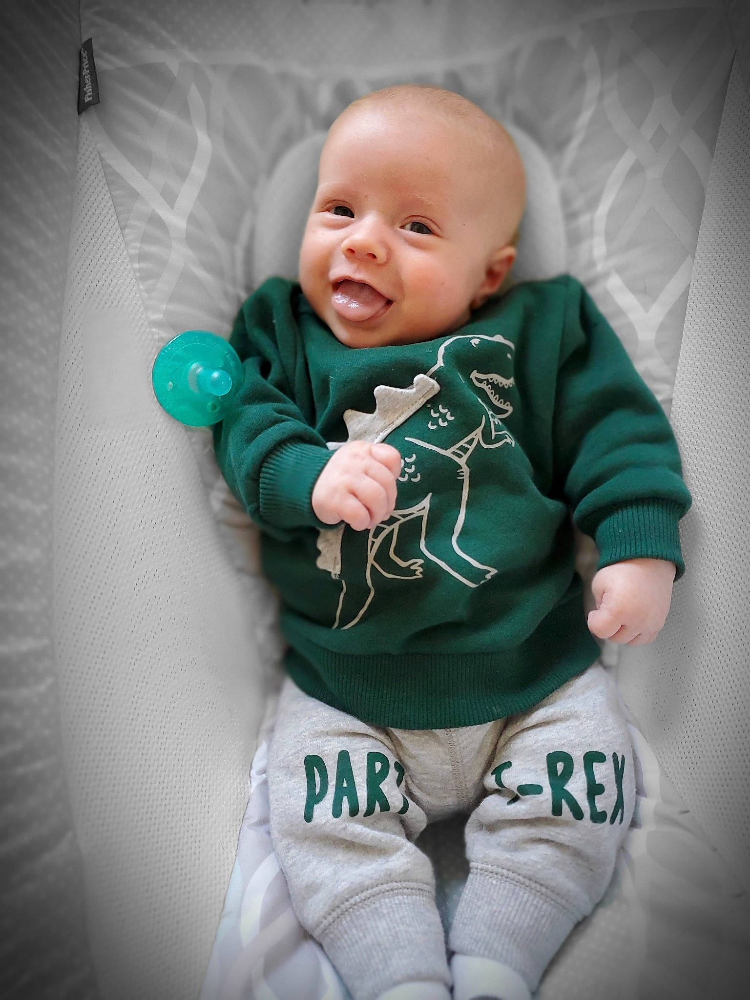 Kendrick joined the competition — help win amazing prizes! baby, baby_toddler_clothing, cheek, child, cool, face, green, head, person, product, skin, sleeve, smile, t_shirt, toddler