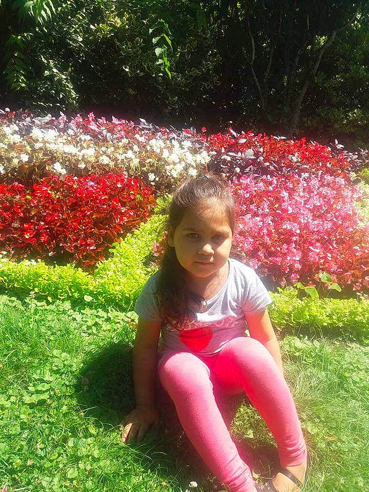 Lina a rejoint le concours — aidez-le/la à gagner de superbes lots ! botanical_garden, botany, coquelicot, flower, fun, garden, grass, lawn, leaf, perennial_plant, person, pink, plant, red, shrub, sitting, smile, spring, summer, tree