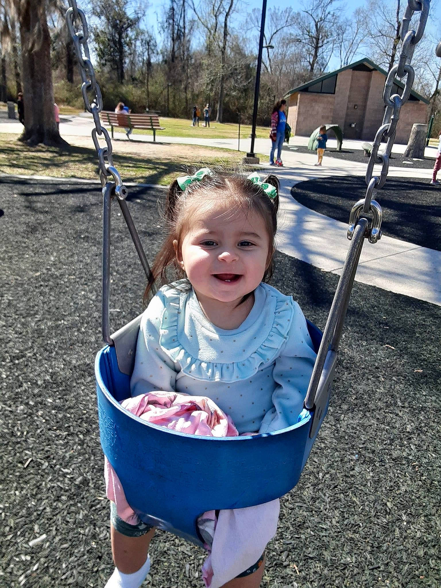 Analucia is registered to the contest to win money with this photo: baby, baby_products, baby_toddler_clothing, child, city, eye, fun, grass, happy, joy, leaf, leisure, people, people_in_nature, person, plant, playground, recreation, sky, smile