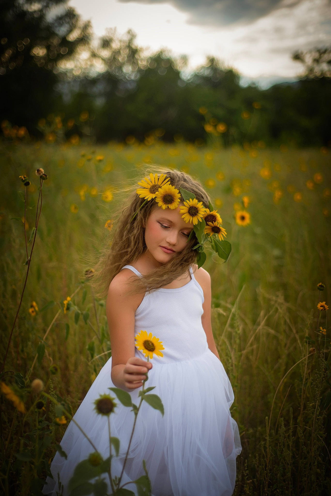 Charlette joined the competition — help win amazing prizes! dress, eye, flash_photography, flower, grass, grassland, hair, hairstyle, happy, head, headwear, landscape, morning, nature, people_in_nature, person, petal, plant, sky, summer