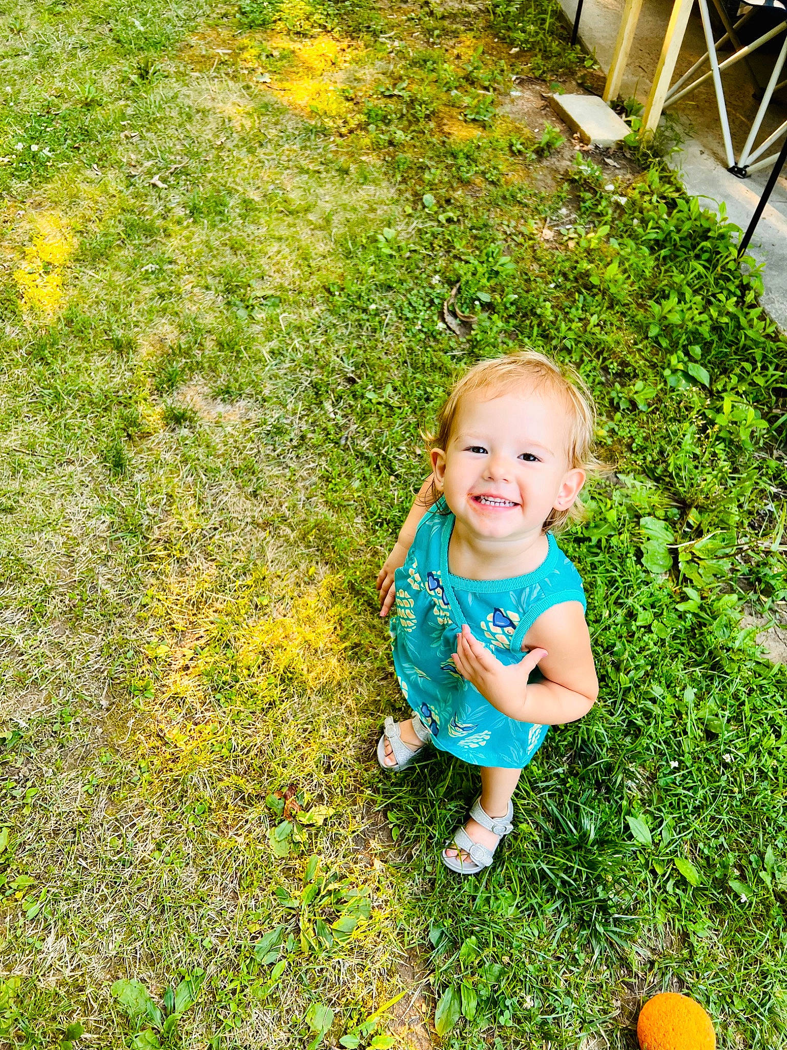 Saige joined the competition — help win amazing prizes! baby_toddler_clothing, ball, botany, fun, grass, grass_family, green, groundcover, happy, joy, leaf, leisure, mammal, nature, people_in_nature, person, plant, smile, summer, sunlight