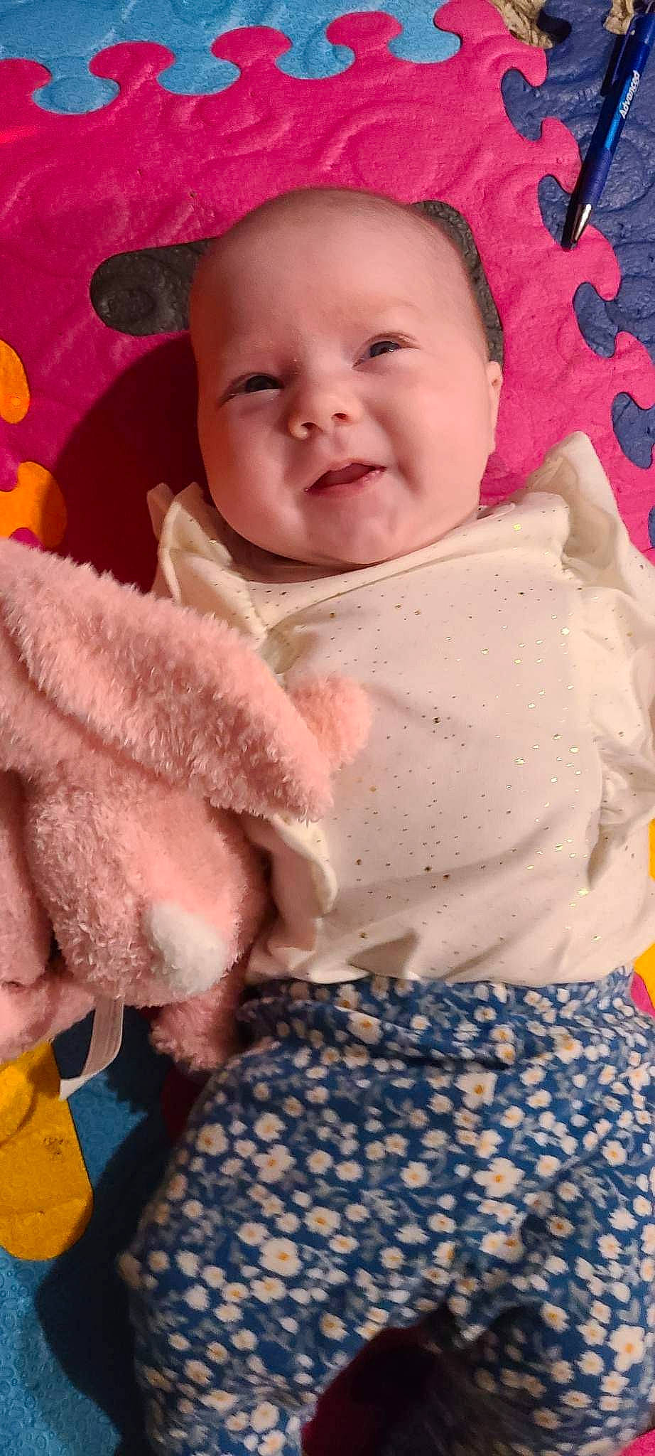 Raelynn joined the competition — help win amazing prizes! baby, baby_products, baby_toddler_clothing, cap, cheek, child, fashion_accessory, happy, iris, linens, lip, pattern, peach, person, pink, skin, sleeve, smile, textile, toddler