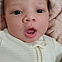 Kylon joined the competition — help win amazing prizes! baby, blanket, child, close_up, clothing, curious, expression, eyes, face, head, indoors, infant, mouth, newborn, onesie, person, skin, soft_texture, surprised, young