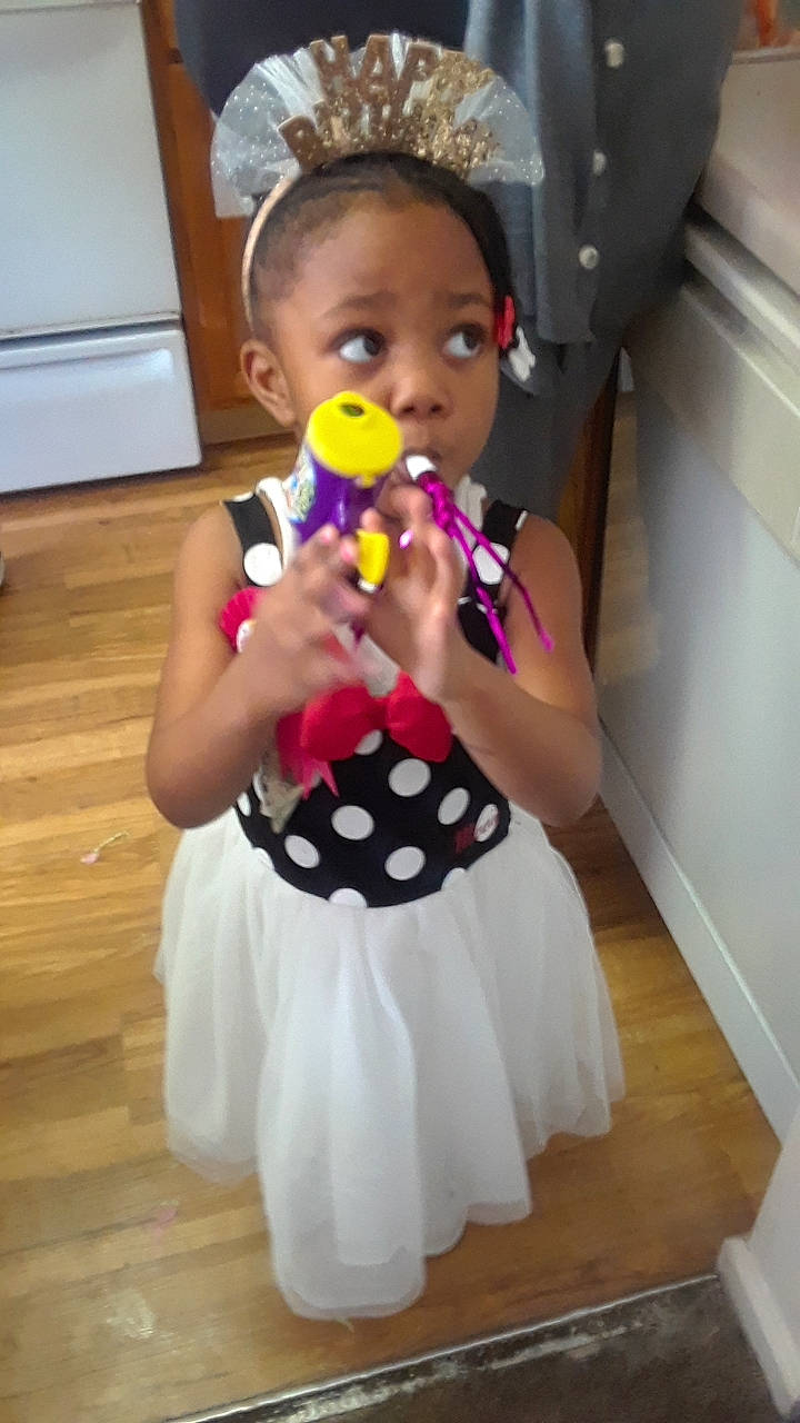 Nia joined the competition — help win amazing prizes! child, costume, pattern, person, play, polka_dot, toddler