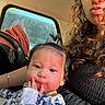Everlee is registered to the contest to win money with this photo: adult, baby, car, clothing, curly_hair, duck_face, earring, face, family, finger, floral_pattern, infant, outdoor_view, portrait, selfie, sleeve, smiling, sunlight, vehicle, window