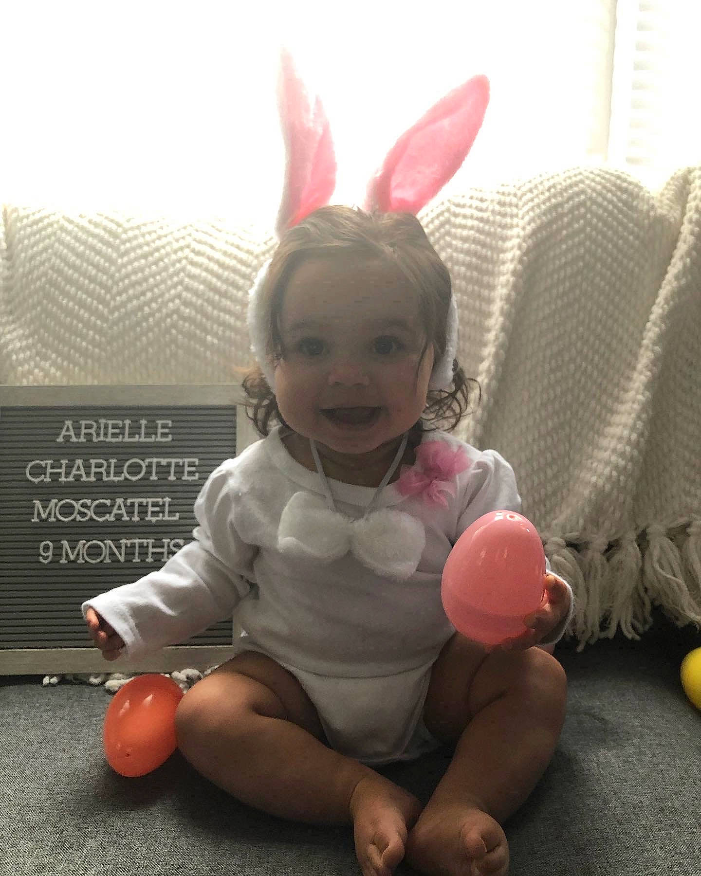 Arielle joined the competition — help win amazing prizes! baby, balloon, barefoot, child, ear, finger, foot, gesture, happy, head, joy, magenta, party_supply, person, pink, smile, snapshot, textile, thigh, thumb