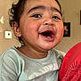 Kash is registered to the contest to win money with this photo: baby, background, cheerful, child, clothing, curly_hair, cute, eyes, face, happy, head, indoor, mouth, person, portrait, skin, smiling, teeth, tshirt, young_child