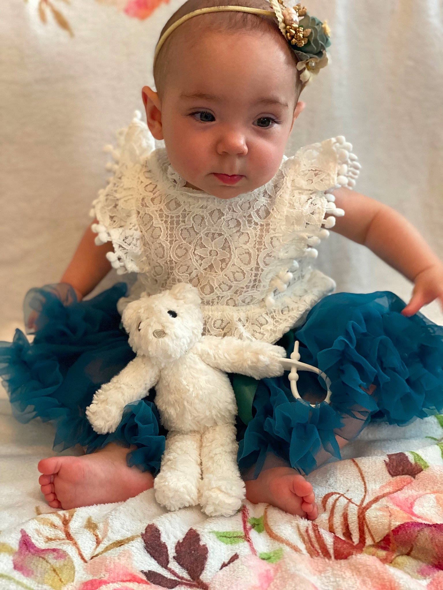 Hudsyn is registered to the contest to win money with this photo: baby_toddler_clothing, blue, child, embellishment, eye, eyelash, fawn, fur, happy, head, jewellery, pattern, person, pink, plush, skin, stuffed_toy, teddy_bear, textile, toy