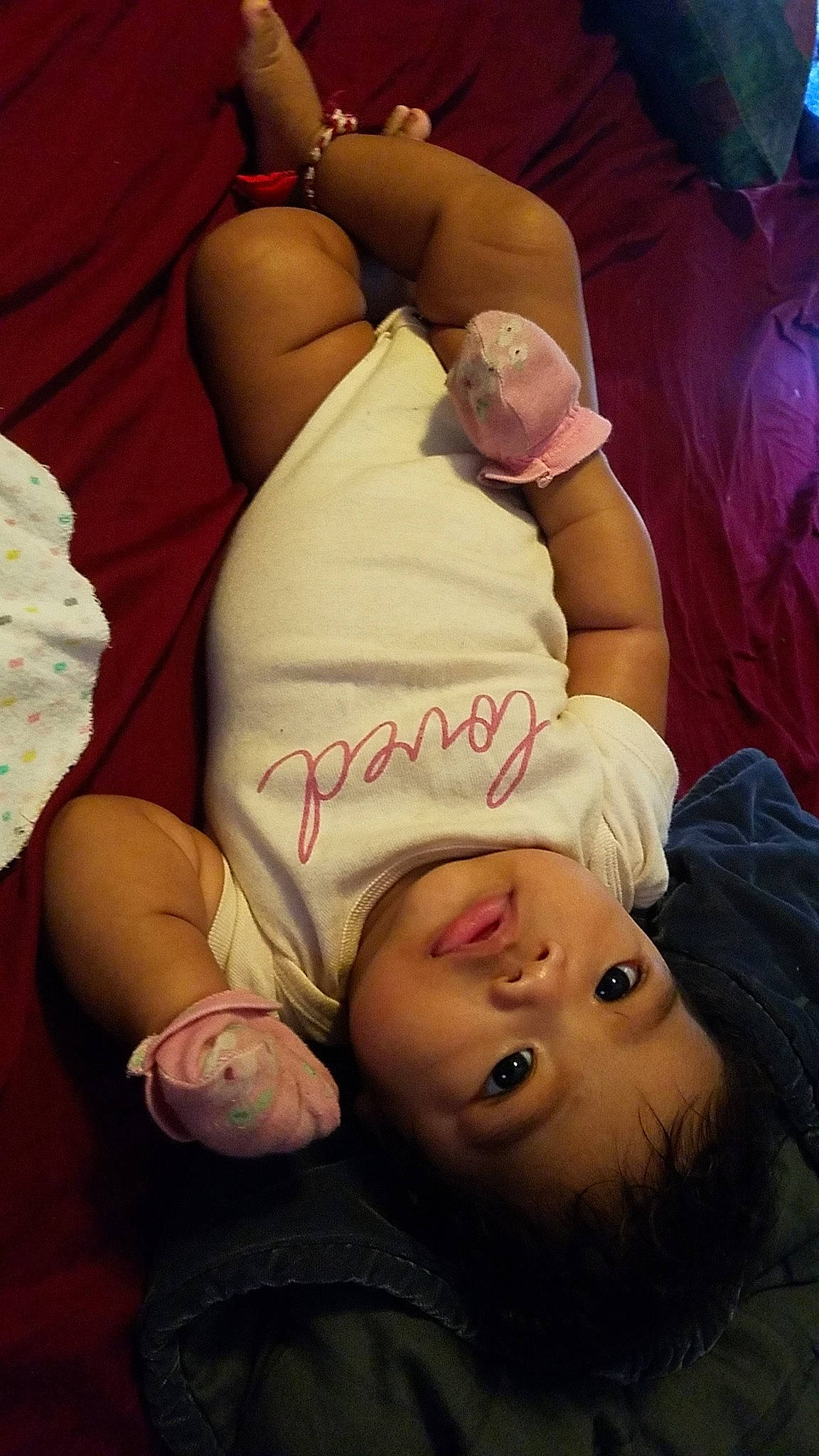 Lyra joined the competition — help win amazing prizes! abdomen, baby, cheek, chest, comfort, elbow, finger, fun, gesture, happy, human_leg, knee, mouth, nose, person, skin, smile, thigh, thumb, toddler