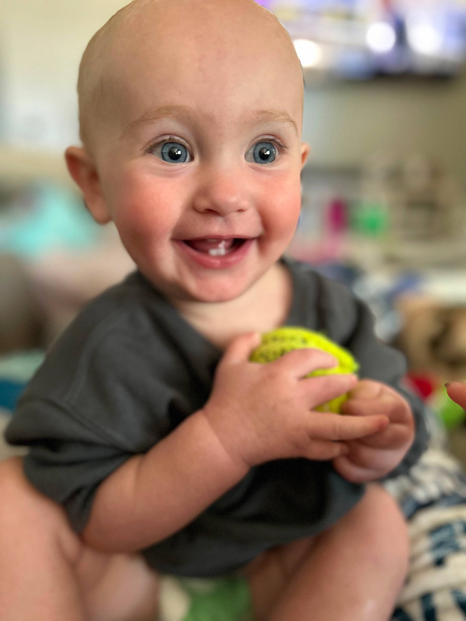 Guinevere joined the competition — help win amazing prizes! baby, baby_toddler_clothing, ball, biting, cheek, child, eating, finger, fun, gesture, hand, happy, joy, mouth, nail, natural_foods, person, skin, smile, sweetness