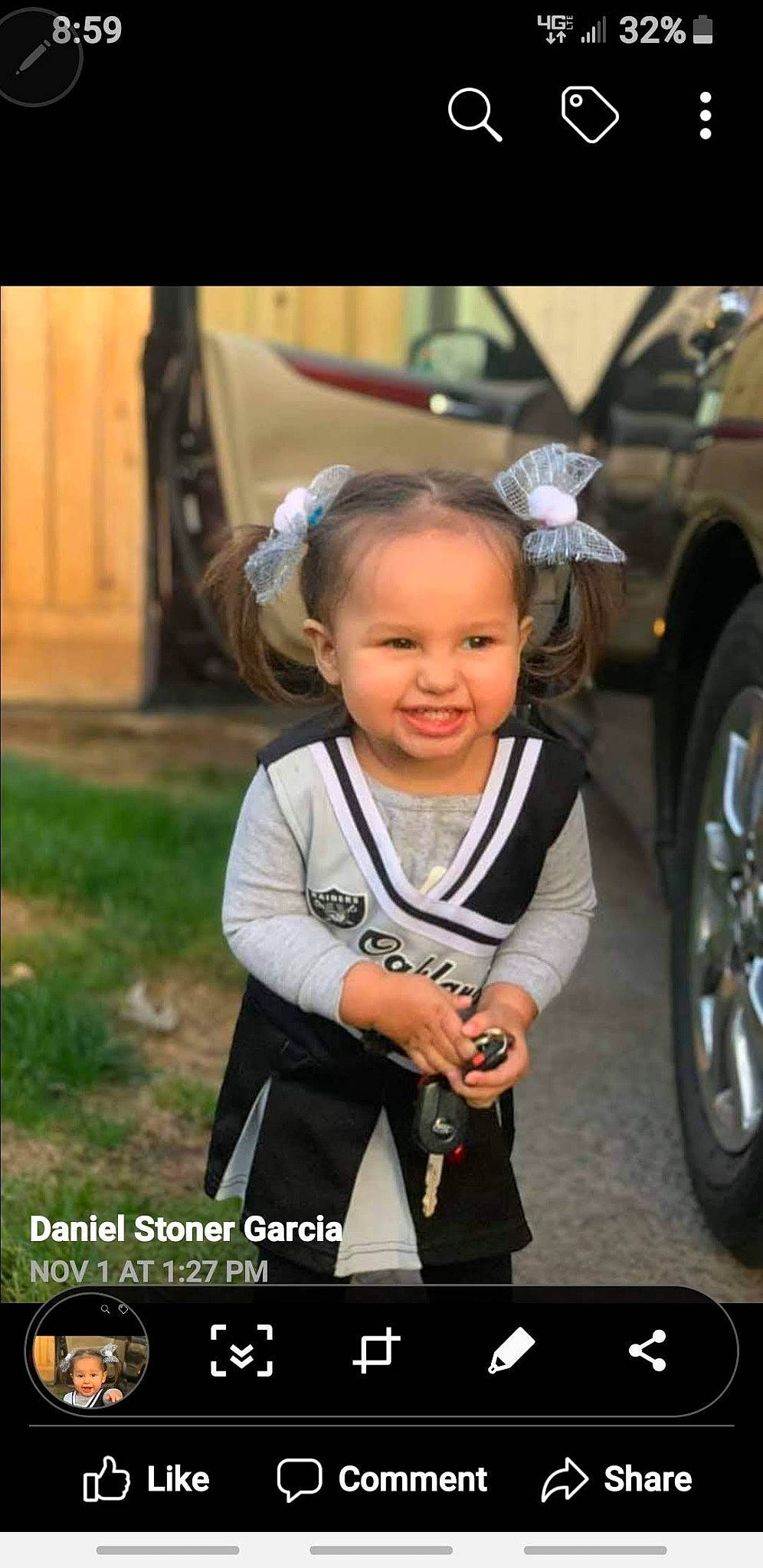 Athena is registered to the contest to win money with this photo: audio_equipment, automotive_design, automotive_exterior, automotive_tire, automotive_wheel_system, baby_carriage, car, child, facial_expression, flash_photography, fun, happy, person, photograph, smile, snapshot, street_fashion, tire, toddler, vehicle_door