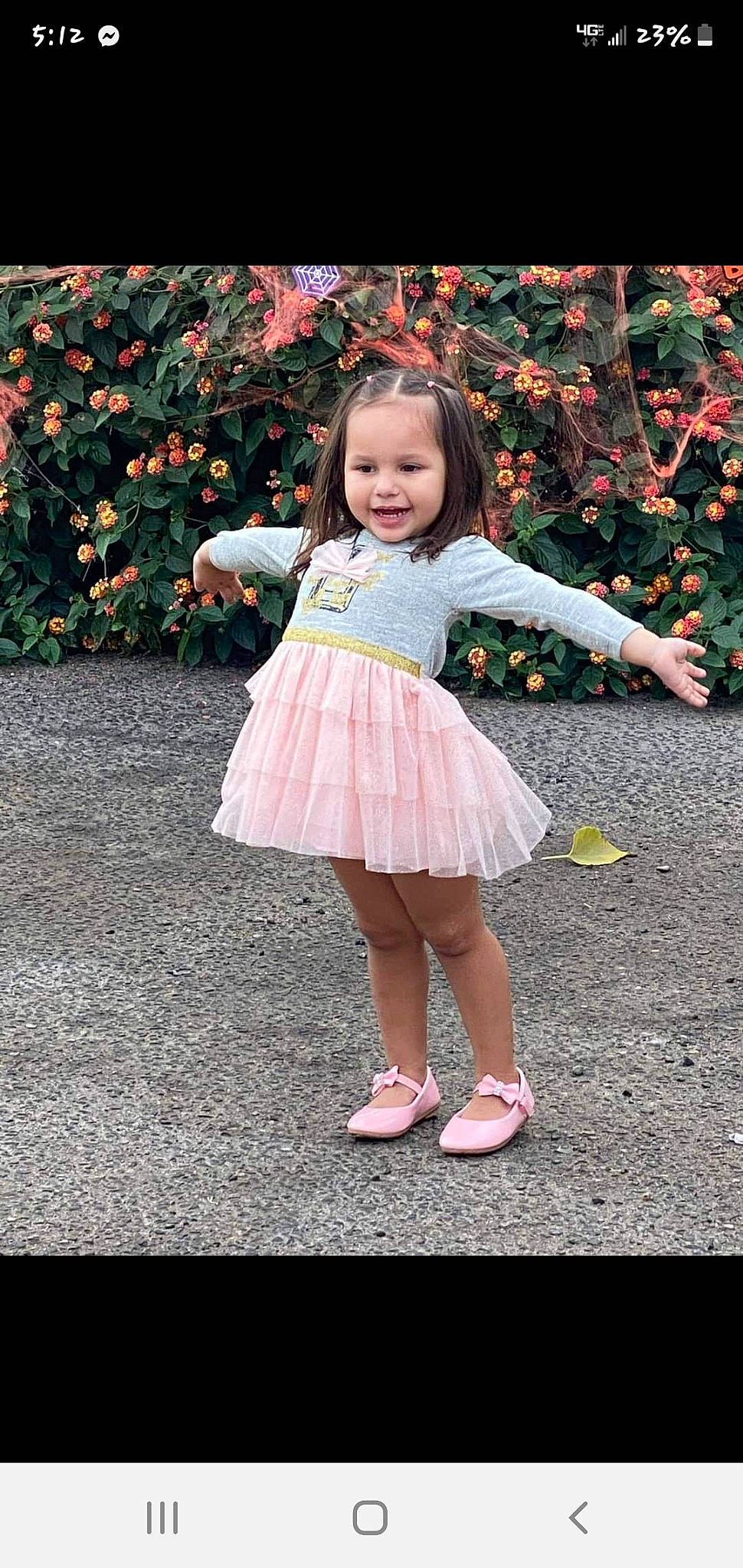 Athena is registered to the contest to win money with this photo: day_dress, dress, flower, footwear, grass, hair, happy, joy, leaf, leg, people_in_nature, person, petal, pink, plant, sandal, shoe, smile, snapshot, sneakers