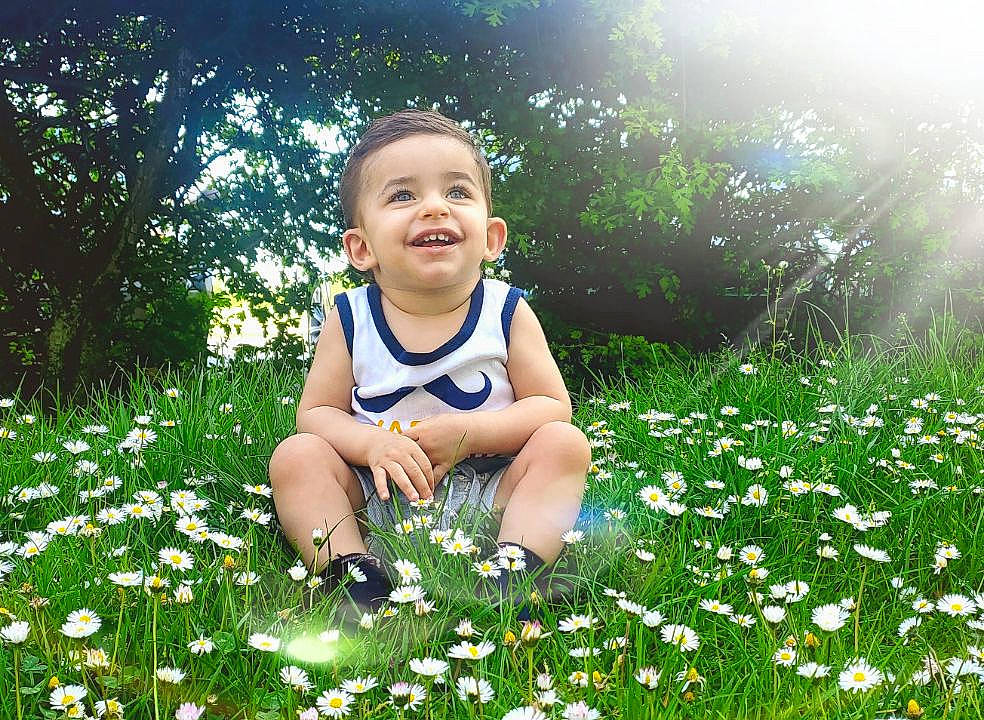 Mikail a rejoint le concours — aidez-le/la à gagner de superbes lots ! botany, child, daisy, field, flower, fun, grass, happy, joy, lawn, leaf, meadow, people_in_nature, person, photography, plant, smile, spring, summer, sunlight