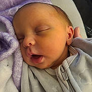 Brielle joined the competition — help win amazing prizes! baby, newborn, sleeping, face, blanket, clothing, zipper, hand, soft, closeup, infant, peaceful, rest, indoors, cute, skin, head, mouth, ear, portrait