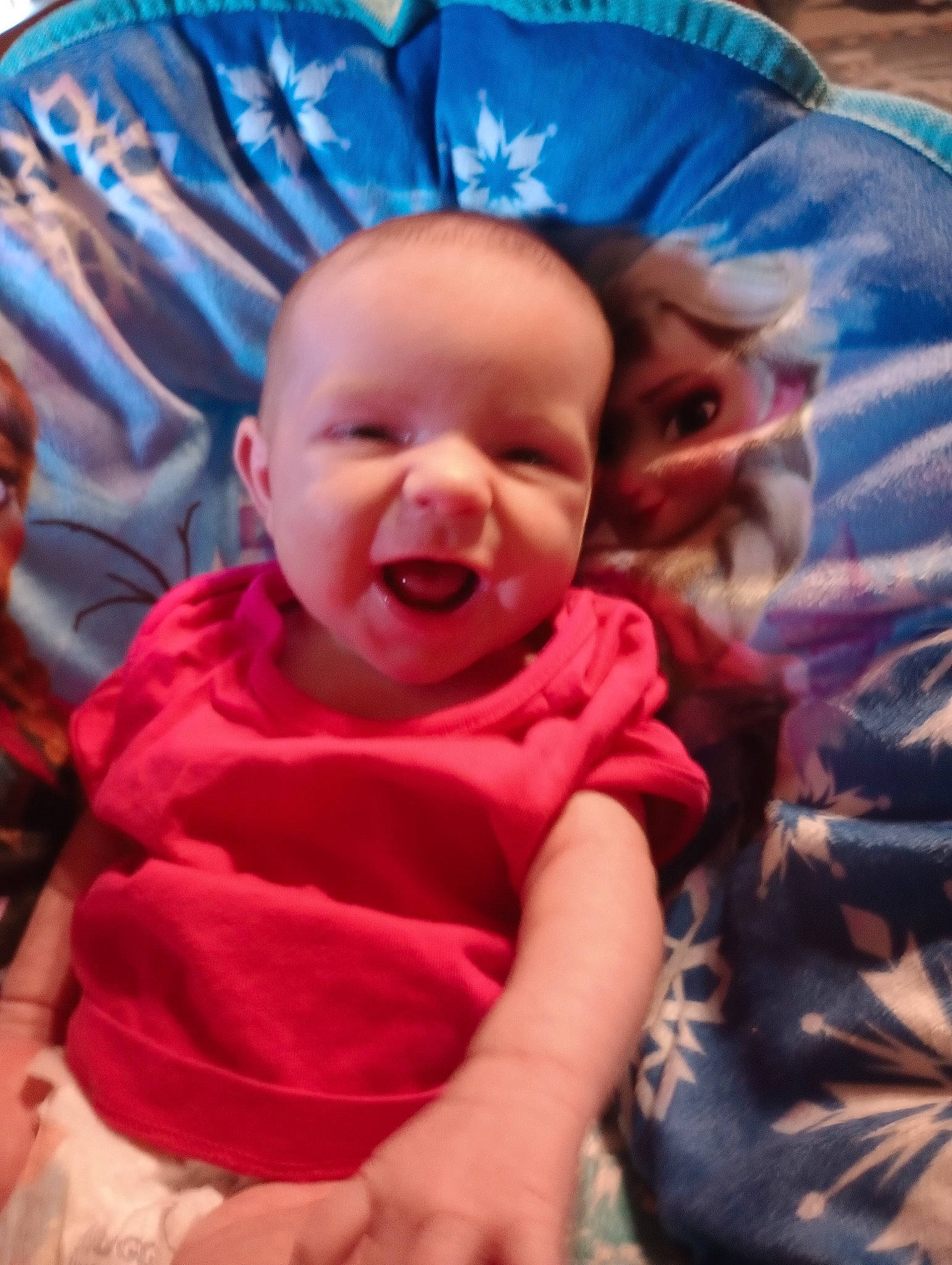 Lydia joined the competition — help win amazing prizes! baby, baby_toddler_clothing, blue, cheek, child, comfort, cool, event, fun, happy, linens, magenta, mouth, person, pink, product, purple, skin, smile, textile