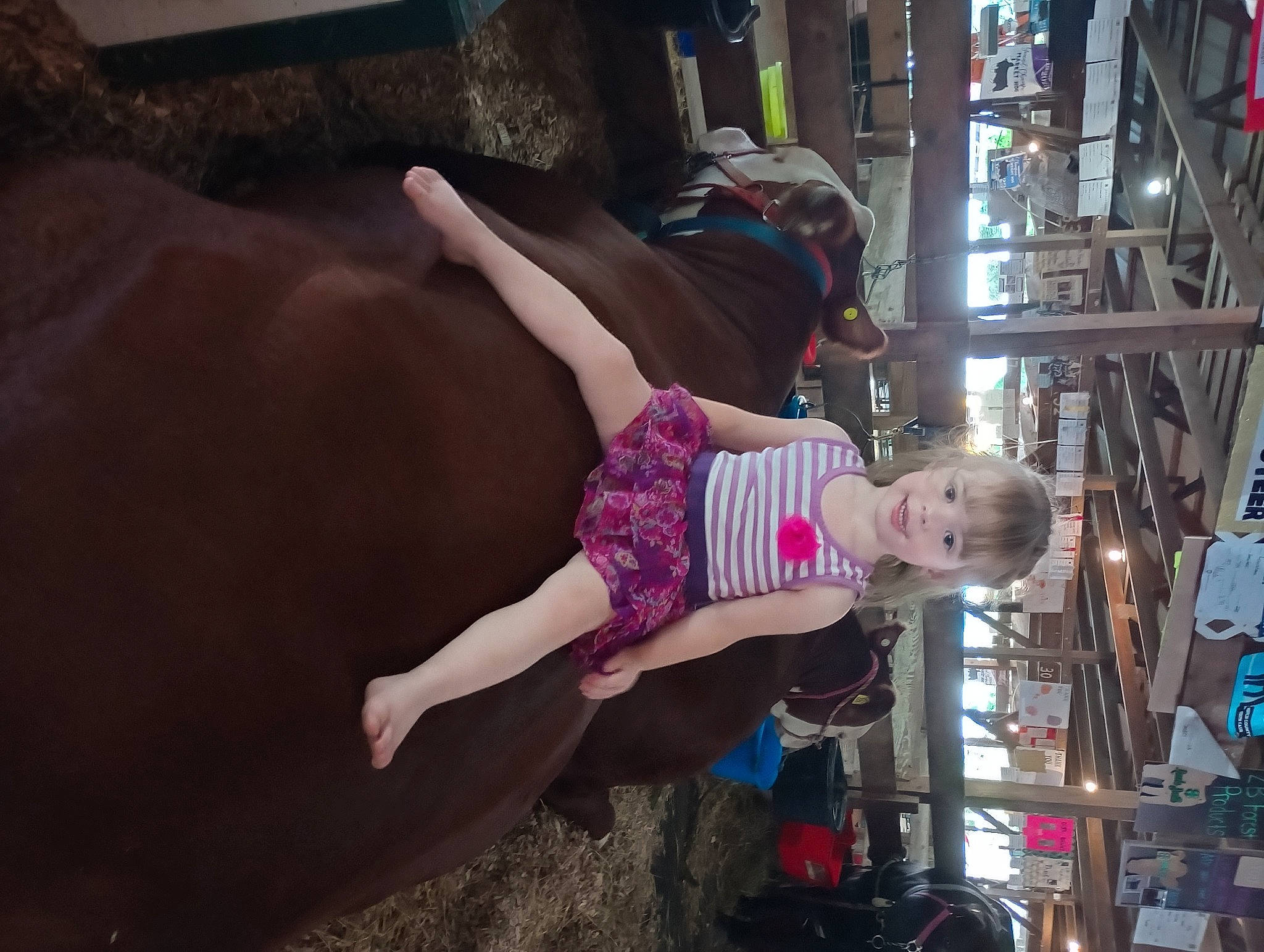 Ellie is registered to the contest to win money with this photo: building, child, city, event, fun, hat, human_leg, joy, leisure, magenta, person, recreation, shorts, t_shirt, temple, thigh, toddler, tree, vacation, working_animal