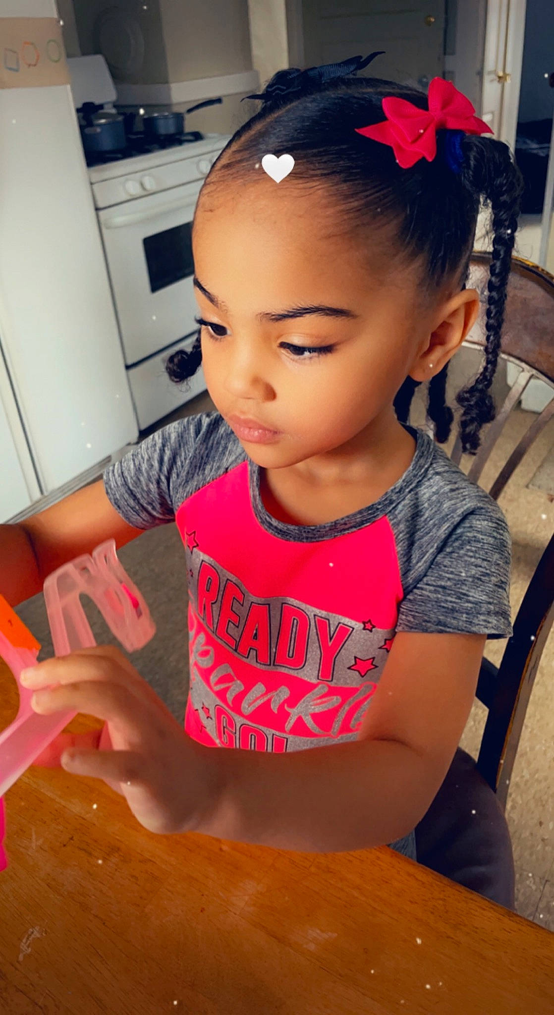 Serene joined the competition — help win amazing prizes! black_hair, cabinetry, chair, chest_of_drawers, child, cool, eyelash, fashion_accessory, hair_accessory, happy, head, headband, home_appliance, jewellery, kitchen_appliance, nail, person, sitting, t_shirt, table