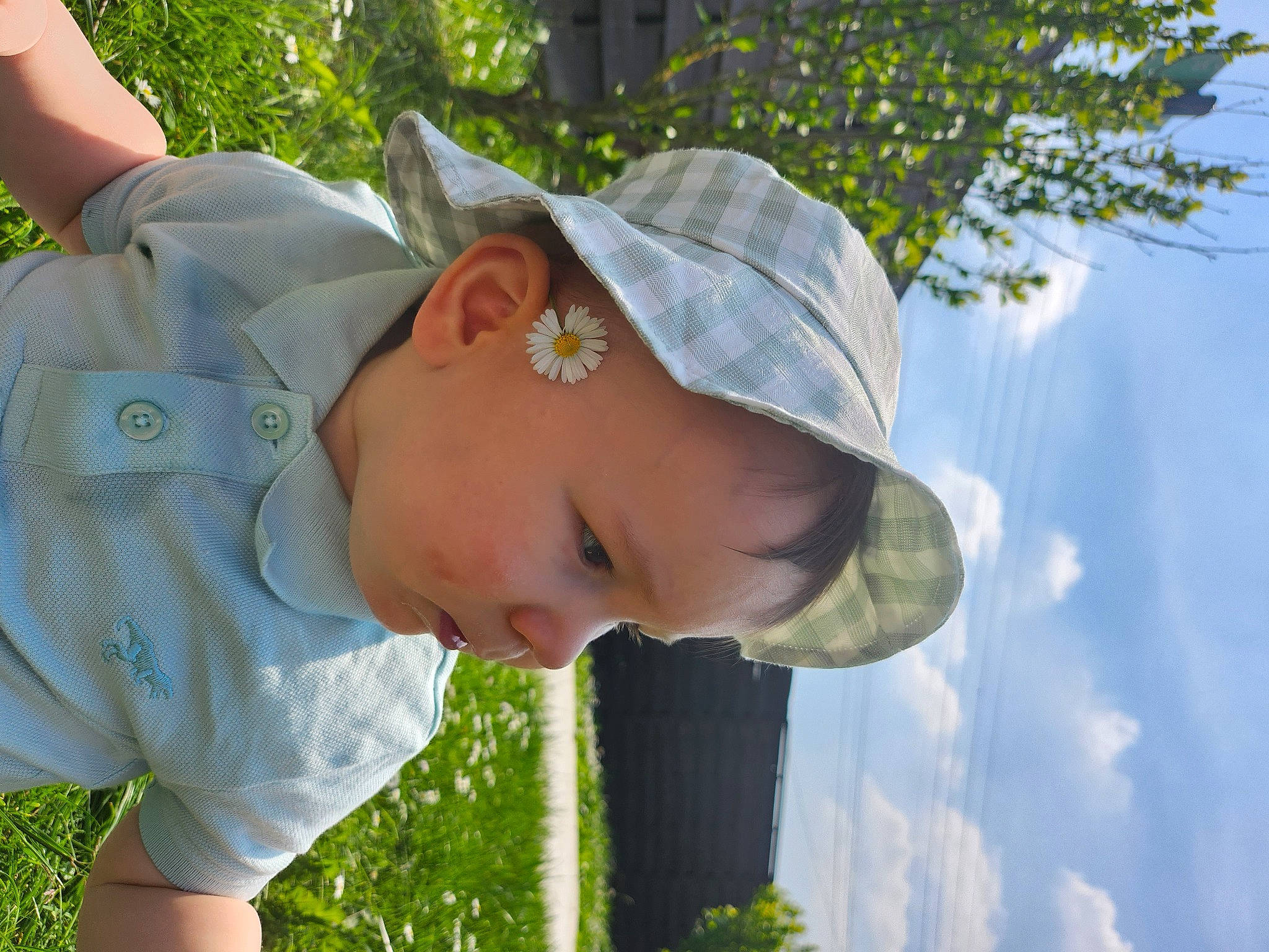 élio participe au concours pour gagner de l'argent avec cette photo : baseball_cap, botany, cap, child, fashion_accessory, fun, grass, happy, hat, leisure, neck, people_in_nature, person, plant, portrait_photography, sky, sleeve, sun_hat, t_shirt, toddler