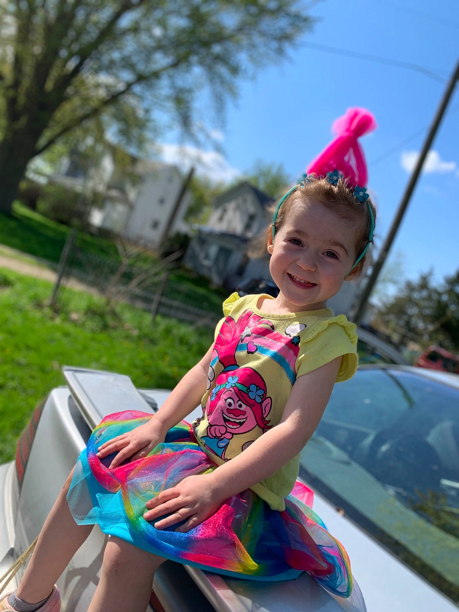 Serenityanne Ackerman is registered to the contest to win money with this photo: auto_part, child, costume, dress, fun, happy, headgear, joy, leisure, person, pink, plant, smile, summer, toddler, vacation