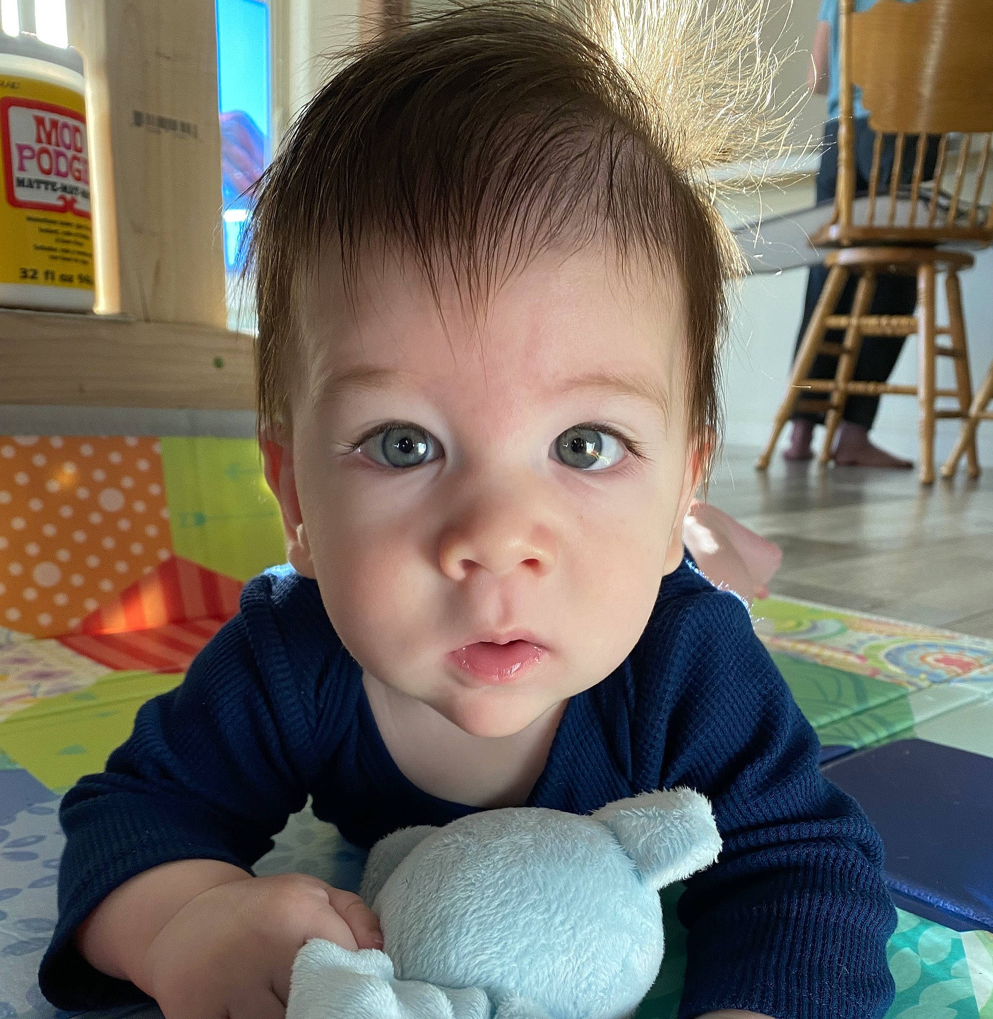 Virgil joined the competition — help win amazing prizes! baby, baby_playing_with_toys, baby_toddler_clothing, blue, cheek, comfort, ear, eyelash, finger, flooring, gesture, happy, head, iris, mouth, nose, person, skin, smile, thumb