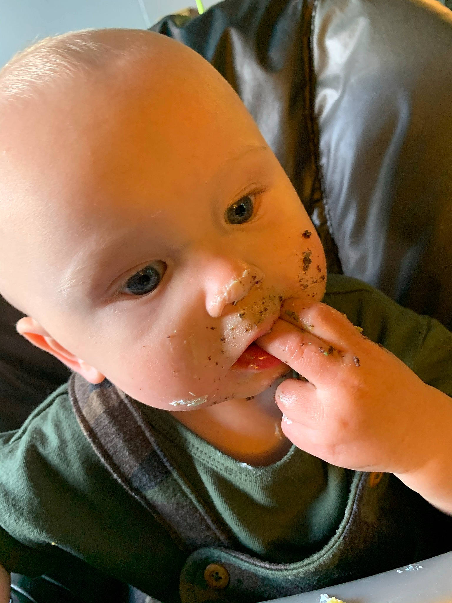 Hunter is registered to the contest to win money with this photo: baby, baby_toddler_clothing, cheek, child, comfort_food, drinkware, ear, eyebrow, eyelash, finger, fun, happy, iris, lip, mouth, nail, nose, person, sitting, skin