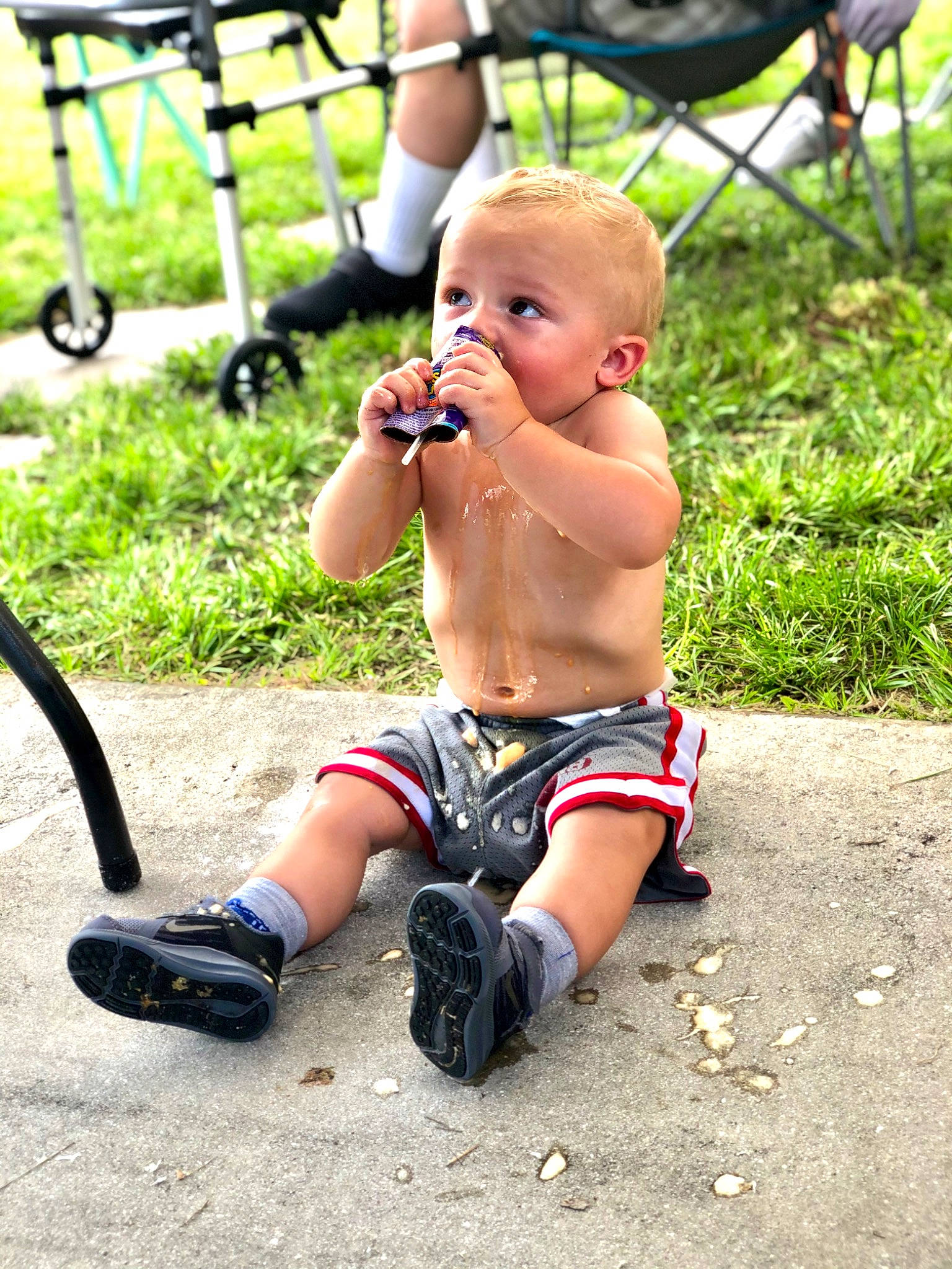 Caysen joined the competition — help win amazing prizes! abdomen, barechested, child, leg, muscle, person, play, recreation, summer, toddler, trunk, vacation, vehicle