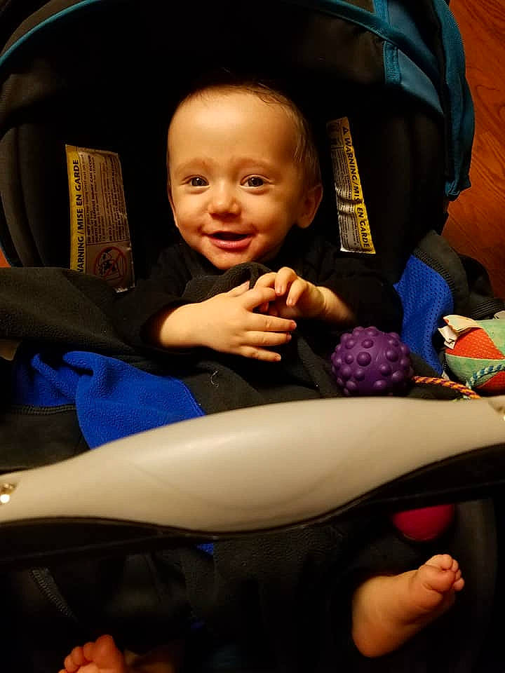 Sawyer joined the competition — help win amazing prizes! baby, baby_carriage, cheek, child, finger, fun, person, sitting, skin, smile, toddler