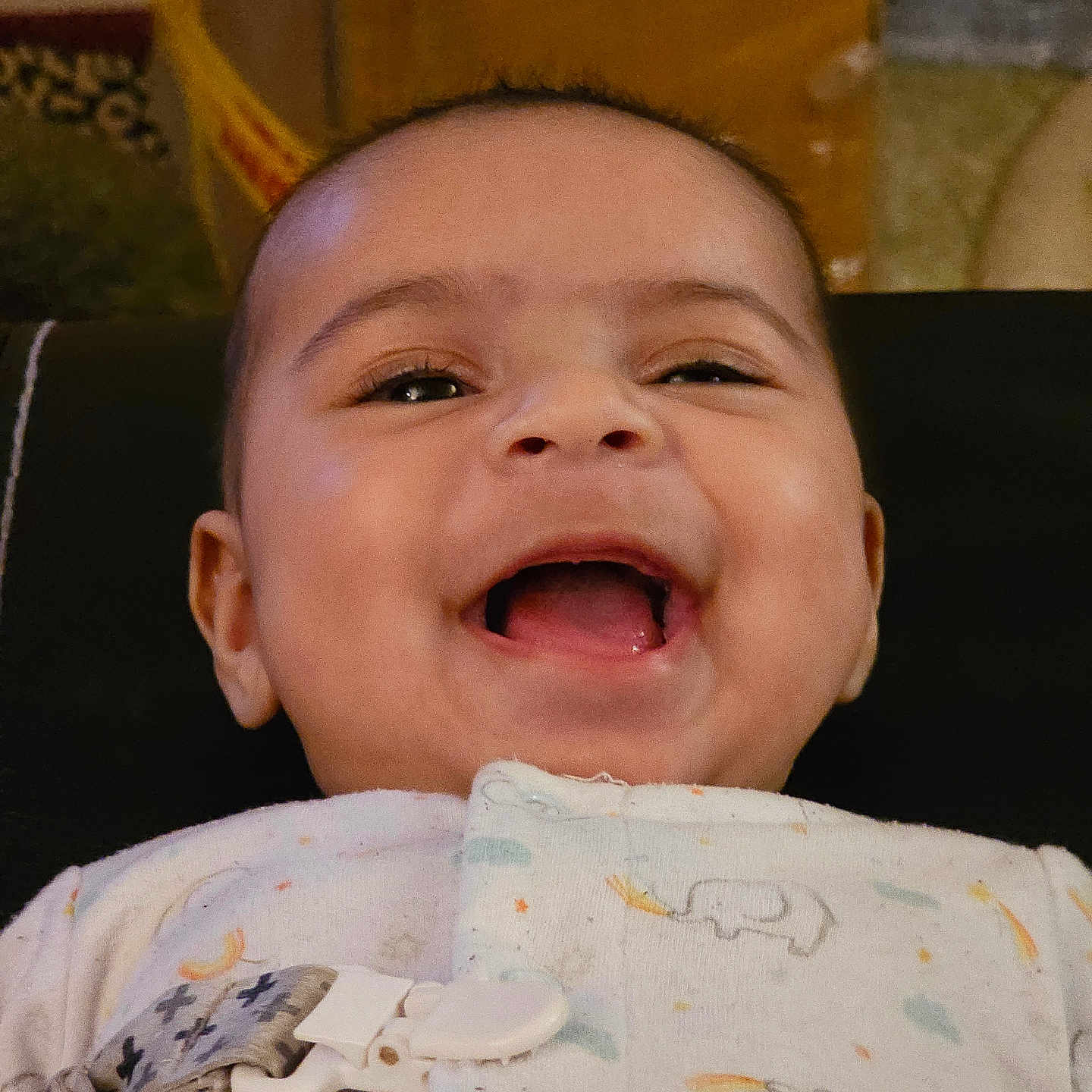 Rania is registered to the contest to win money with this photo: accessories, baby, babylaughing, bodypart, clothing, dress, earring, face, happy, head, jewelry, laughing, mouth, newborn, person, photography, portrait, selfie, smile, teeth