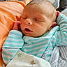 Gavin joined the competition — help win amazing prizes! baby, blanket, child, comfort, cozy, cute, face, hand, indoors, infant, newborn, peaceful, portrait, resting, sleep, sleeping, soft, striped_clothing, toddler, young
