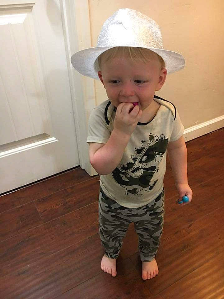 Ethan joined the competition — help win amazing prizes! arm, baby, baby_toddler_clothing, child, clothing, fashion_accessory, floor, flooring, hat, headgear, joy, person, product, skin, sleeve, standing, sun_hat, t_shirt, toddler, wood
