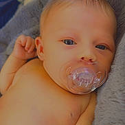 Scarlett joined the competition — help win amazing prizes! baby, pacifier, blanket, heart_emoji, infant, skin, face, hand, blue_eyes, soft_texture, cute, lying_down, newborn, closeup, comfort, sleepy, adorable, child, resting, cozy