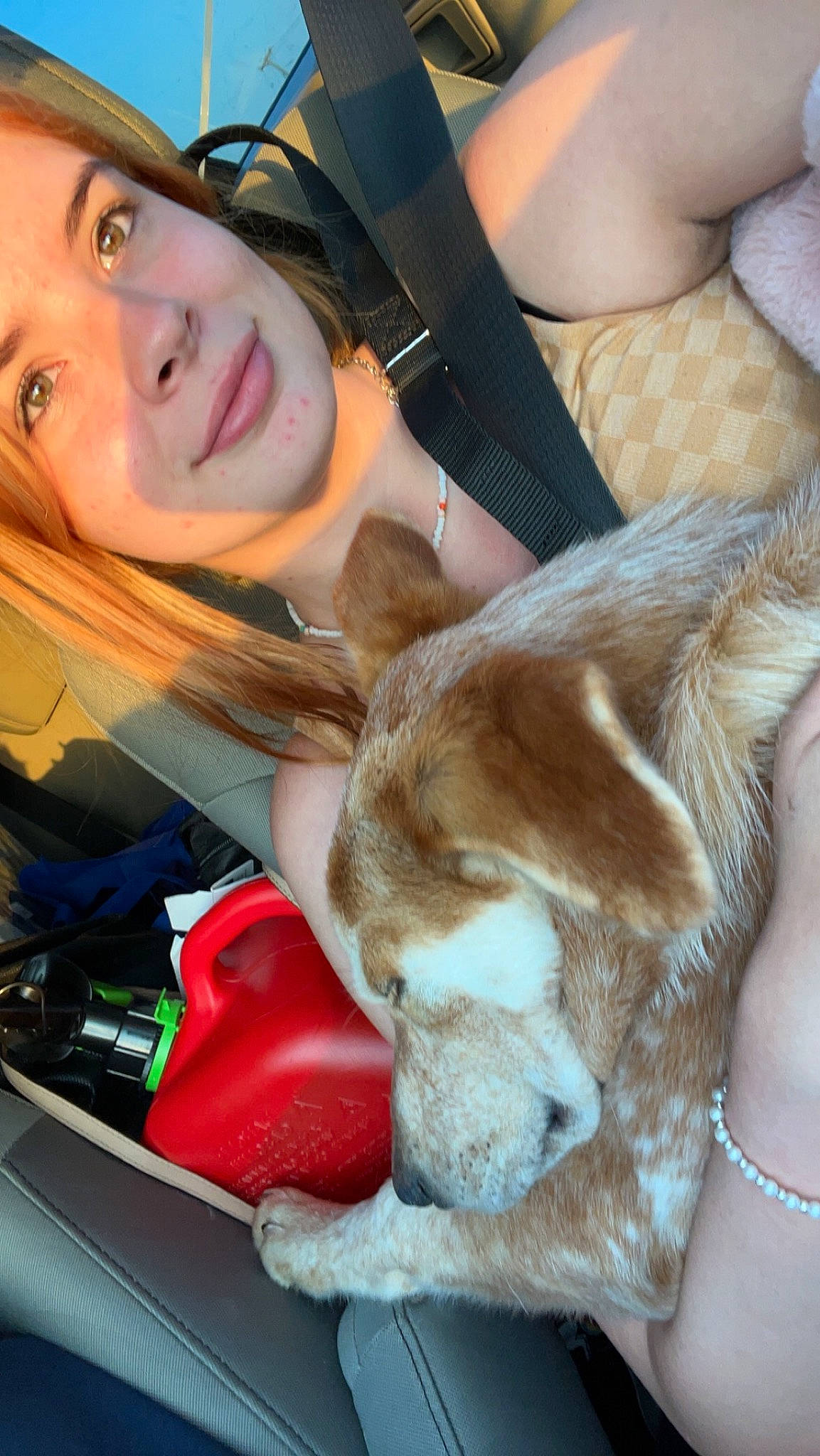 Caramel is registered to the contest to win money with this photo: brown_hair, carnivore, companion_dog, dog, dog_breed, eyelash, eyewear, fashion_accessory, fur, happy, human_leg, long_hair, nail, selfie, smile, snout, sunglasses, toy, tree, whiskers