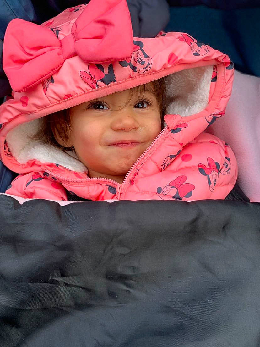 Brooklyn-louise is registered to the contest to win money with this photo: baby, baby_toddler_clothing, cap, cheek, child, comfort, fashion_accessory, flash_photography, fun, happy, hat, headwear, lip, magenta, person, pink, portrait_photography, red, sleeve, smile