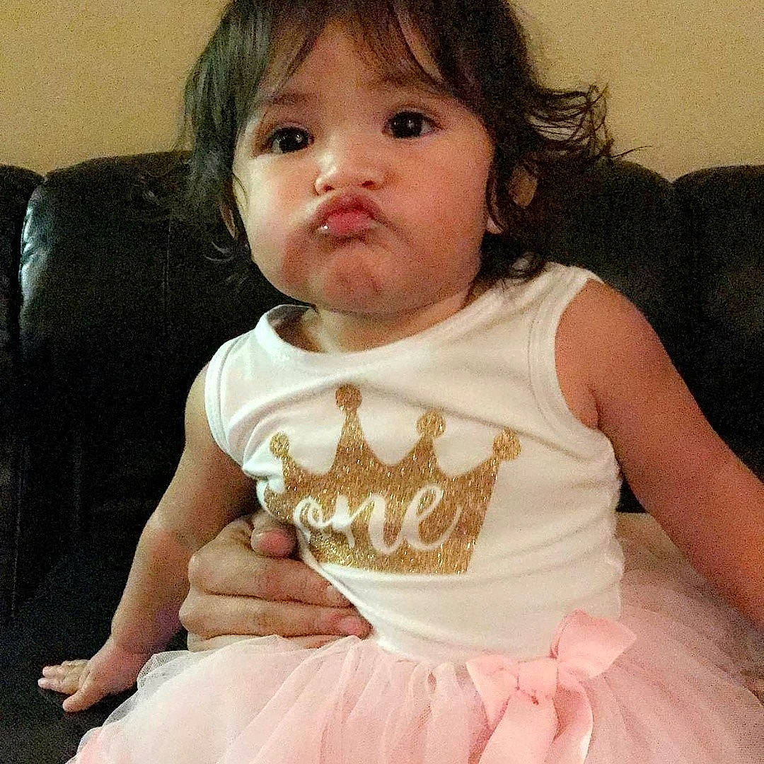 Aria is registered to the contest to win money with this photo: cheek, child, girl, infant, neck, nose, person, product, toddler