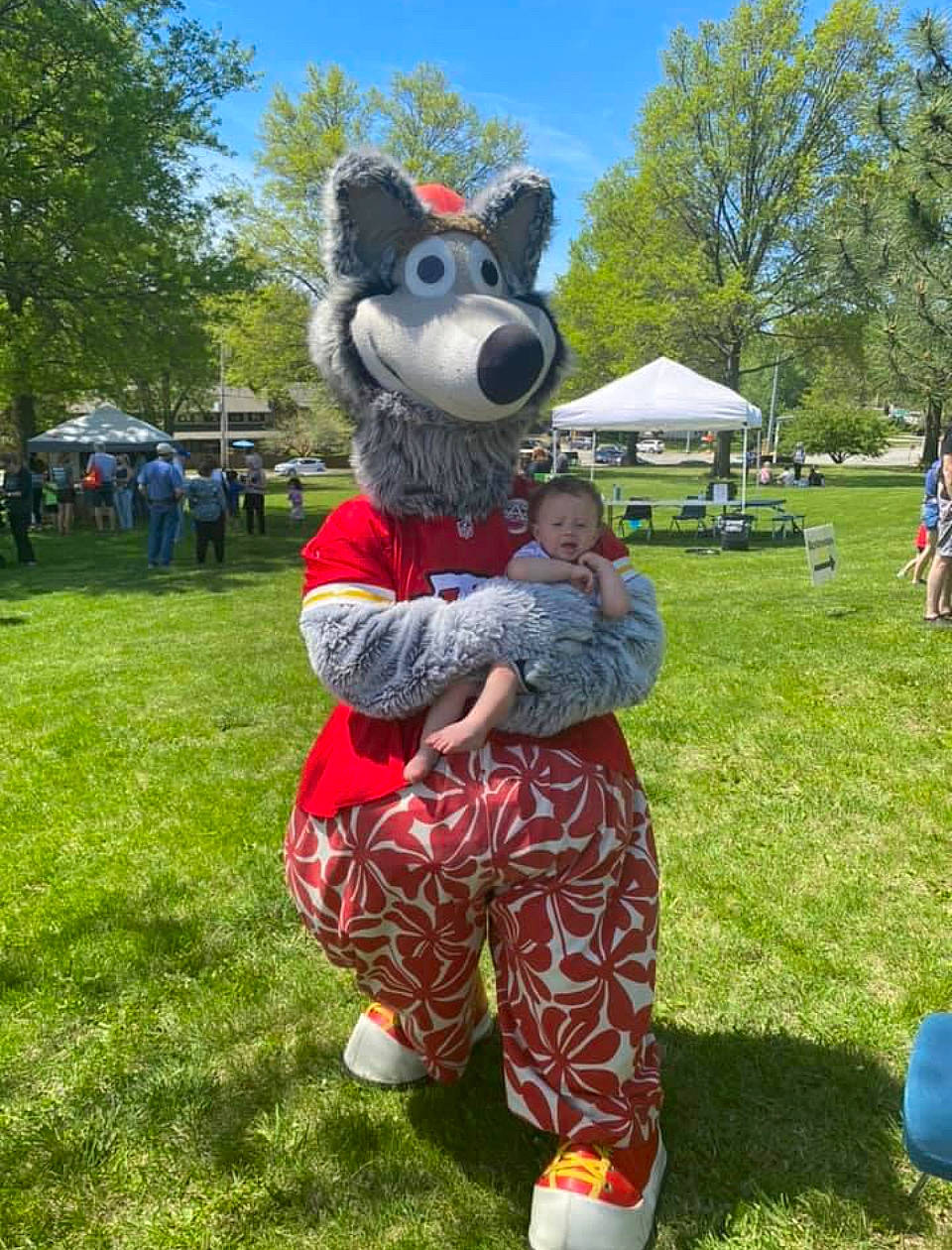 William joined the competition — help win amazing prizes! costume, event, fun, fur, games, grass, hat, leisure, mascot, person, plant, pole, public_event, public_space, recreation, shorts, sky, sorrow, spring, summer