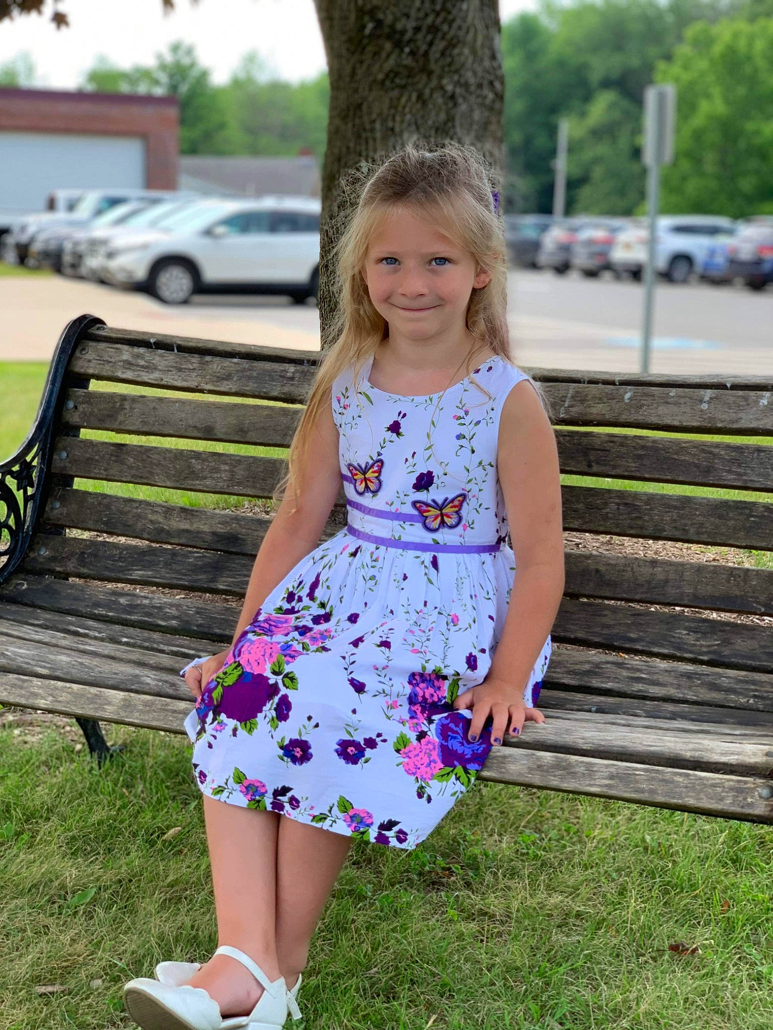 Avereigh joined the competition — help win amazing prizes! baby_toddler_clothing, child, day_dress, dress, face, grass, happy, joy, leisure, magenta, outdoor_bench, pattern, people_in_nature, person, pink, plant, smile, summer, tire, toddler