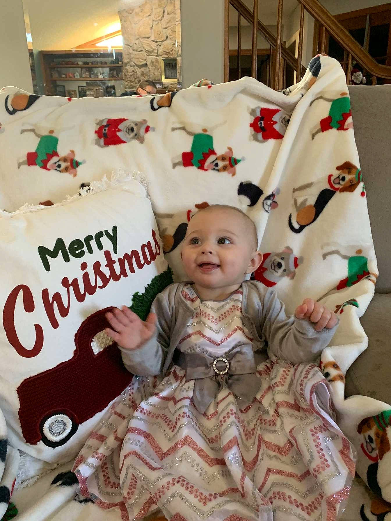 Marley joined the competition — help win amazing prizes! baby, baby_toddler_clothing, carmine, child, christmas, costume_hat, event, fictional_character, happy, hat, holiday, joy, party_supply, person, pink, room, smile, t_shirt, textile, toddler